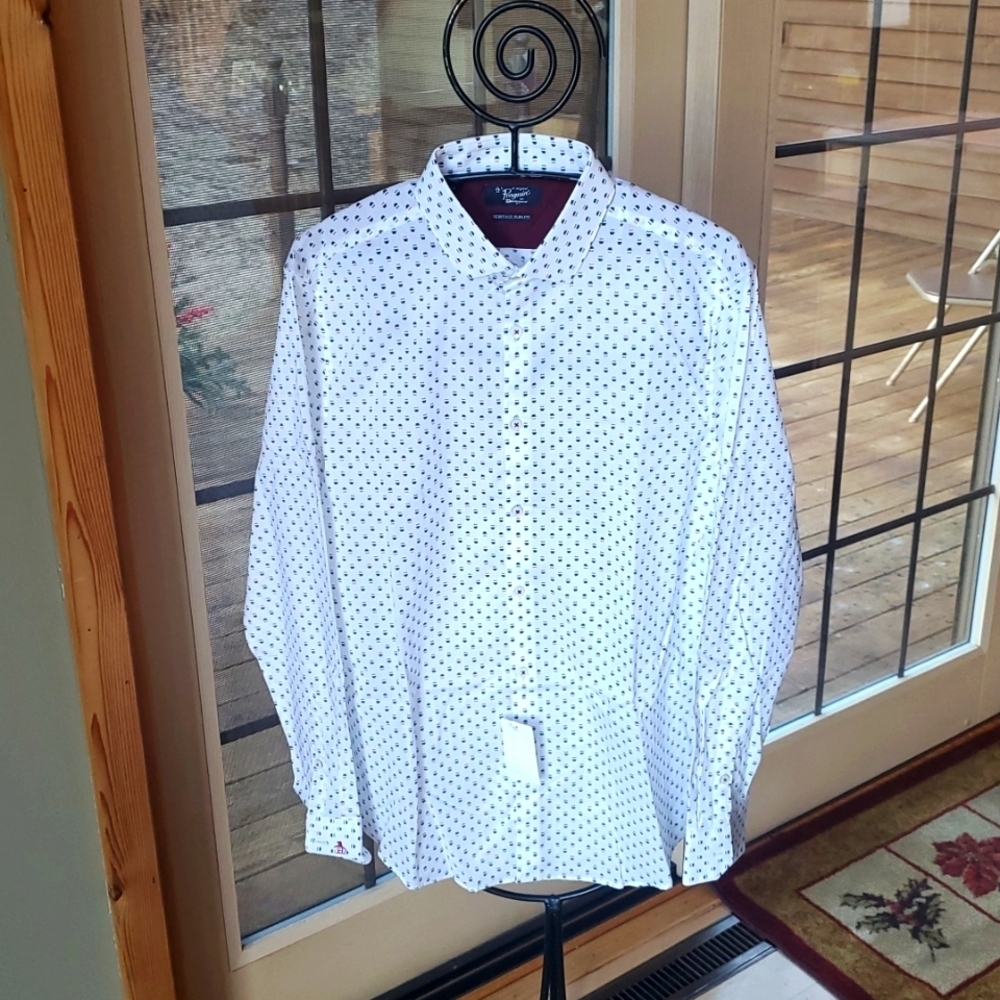 NWT Penguin by Munsingwear Button up LS Long Sleeve Open White Sz 18 Shirt